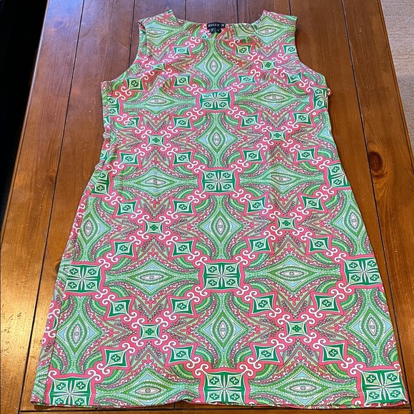 Melly M Dresses & Skirts - 💚🩷 Melly M Pink Green Paisley Print Sleeveless Sheath Dress Size L EUC
